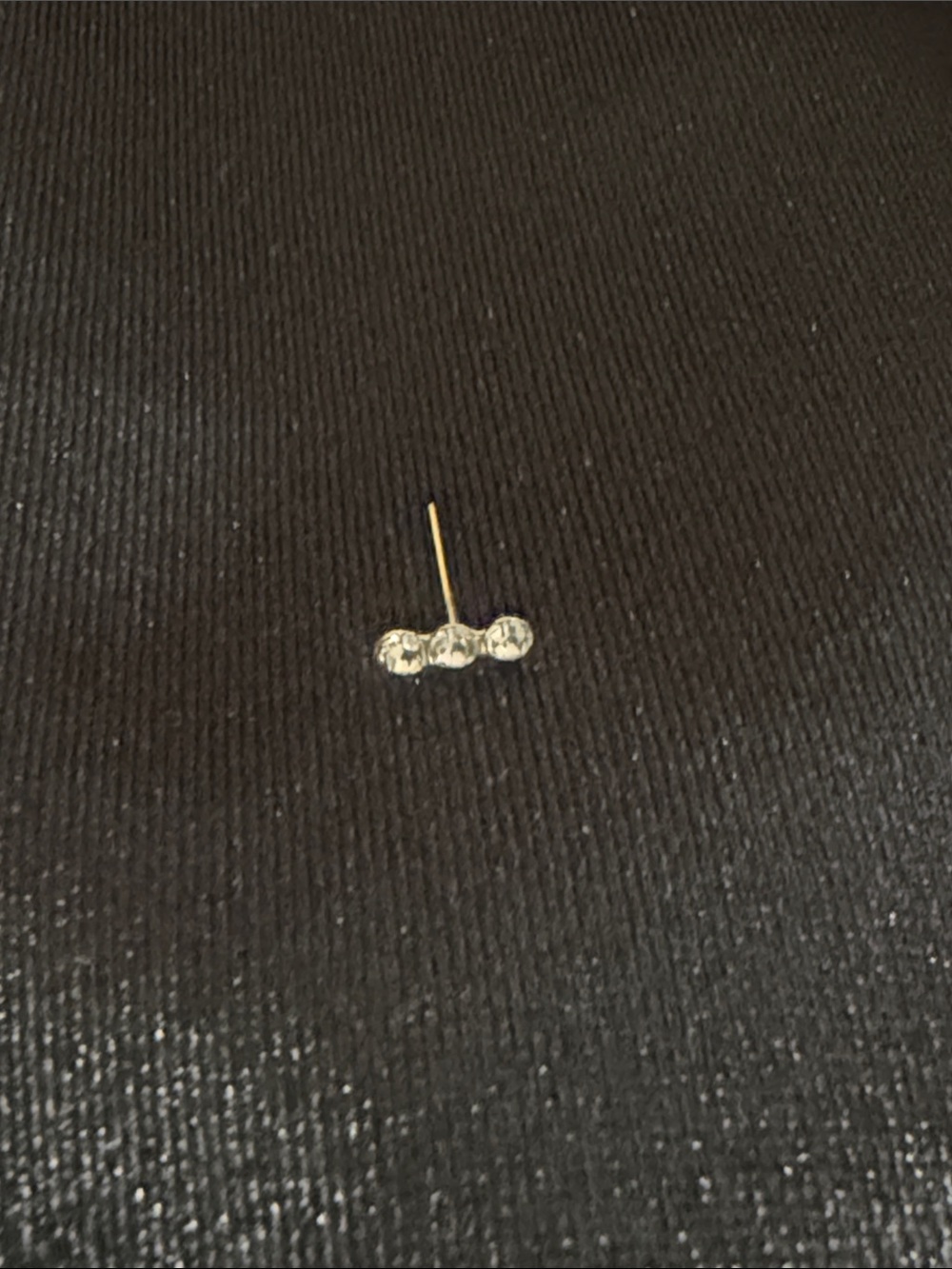 Gold Bar Stud Earring with Three Clear Stones - Women's Jewelry